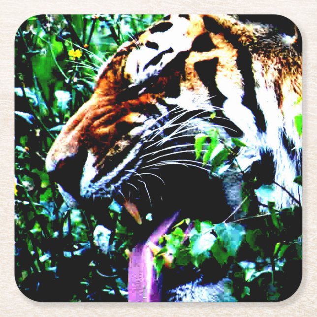 Amur Tiger coastera Square Paper Coaster (Front)