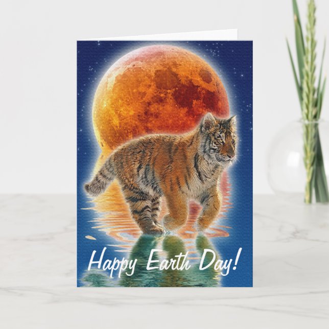Amur Tiger Cub Earth Day Endangered Species Card (Front)