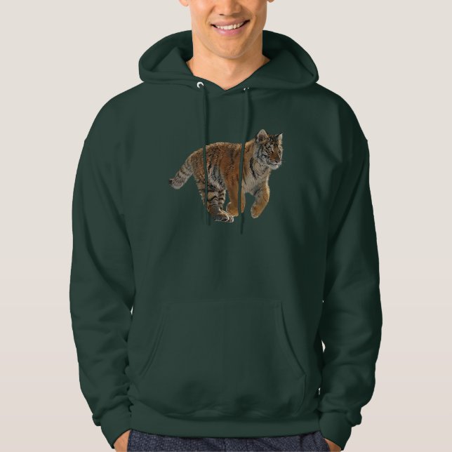 Amur Tiger Cub Fantasy Art Men's Wildlife Hoodie (Front)