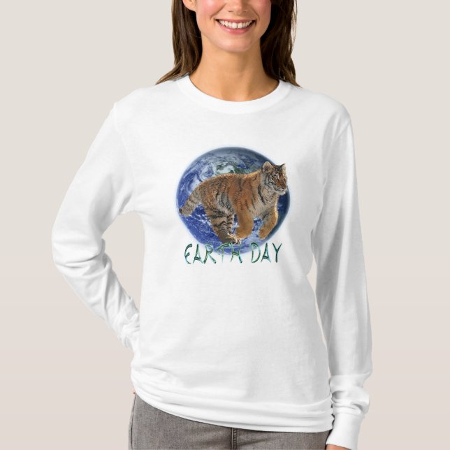 Amur Tiger Cub & Planet Earth Day Wildlife Shirt (Front)