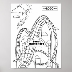 Amusement Park Art Coloring Art Worksheet Activity Poster