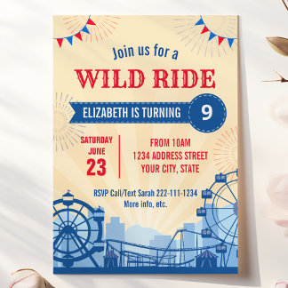 Amusement park birthday invitation