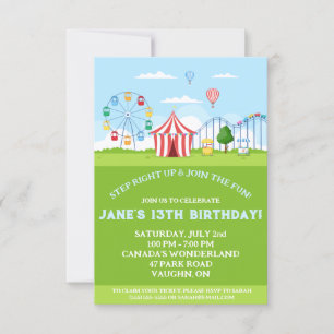 Amusement Park Birthday Party Invitation