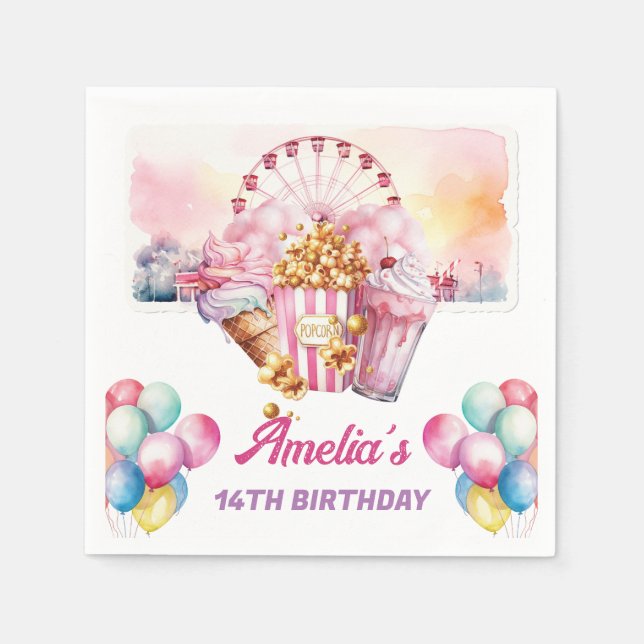 Amusement Park Birthday Personalized Napkins (Front)