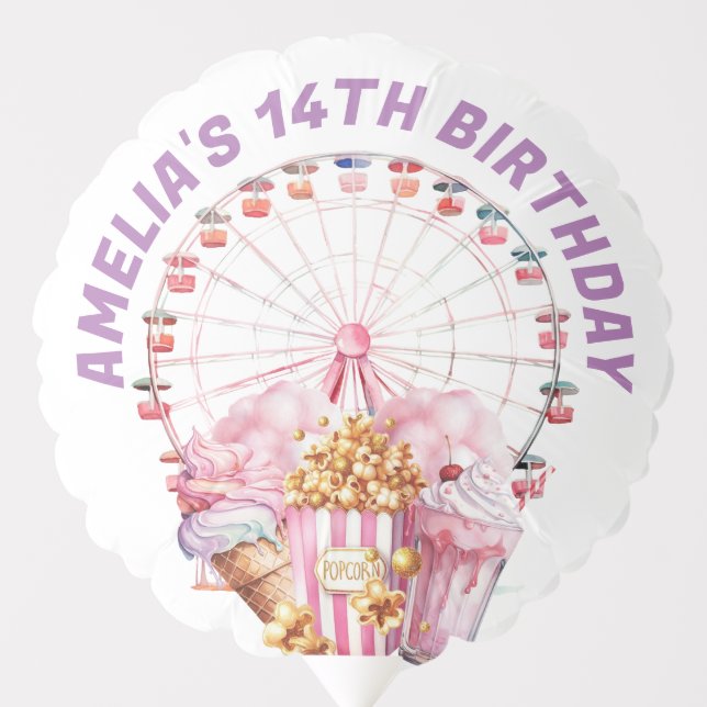 Amusement Park Birthday Photo Personalized Balloon (Front)