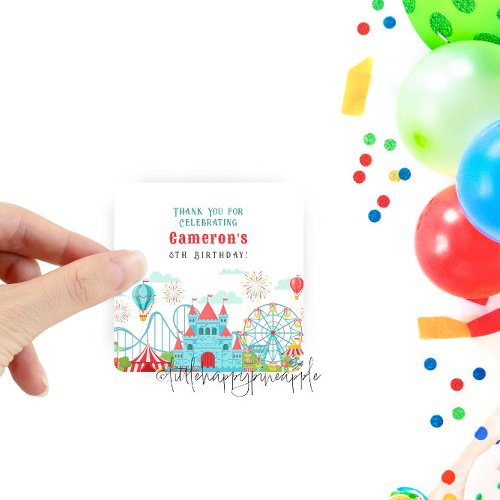 Amusement Park Birthday Square Sticker