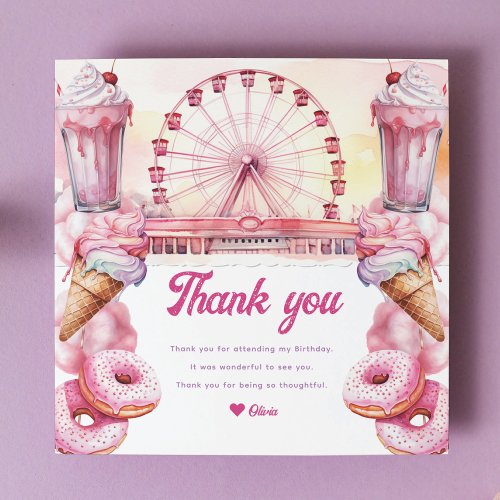 Amusement Park Birthday Thank You Card