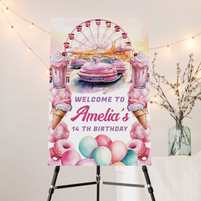 Amusement Park Birthday Welcome Sign (In Situ (Stand))