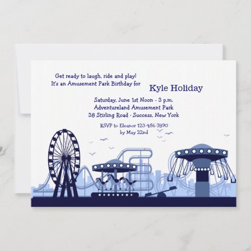 Amusement Park Blue Invitation
