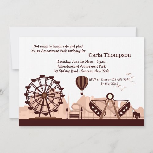 Amusement Park Brown Invitation