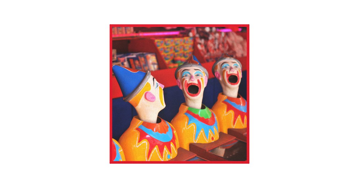 Amusement park Clown Water Game Canvas Zazzle