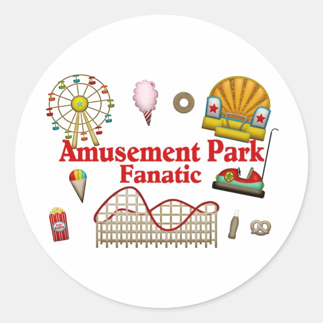 Amusement Park Fanatic Classic Round Sticker (Front)