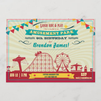 Amusement Park Funfair Carnival Birthday Invite