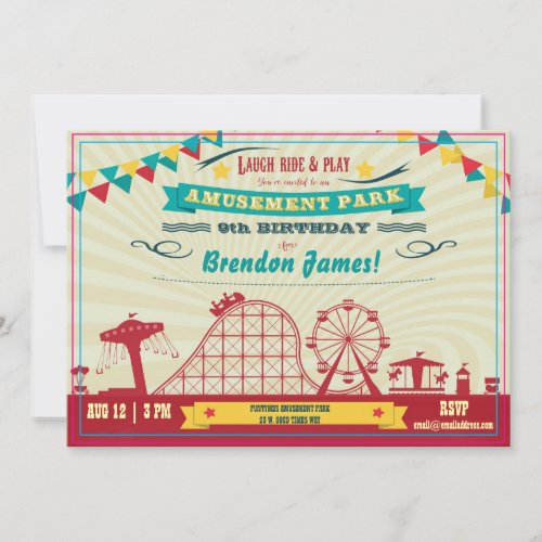 Amusement Park Funfair Carnival Birthday Invite
