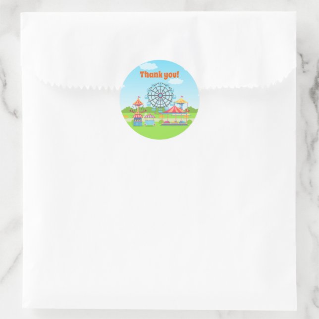 Amusement Park Funfair Childs Birthday Party Classic Round Sticker (Bag)