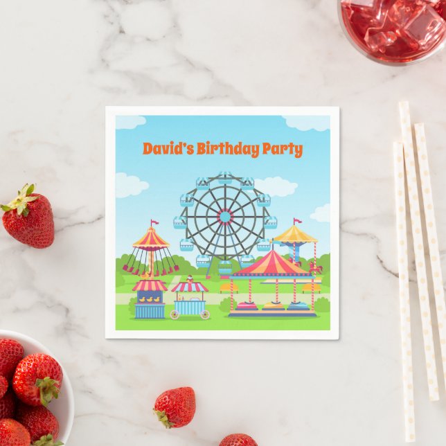 Amusement Park Funfair Childs Birthday Party Napkins (Insitu)