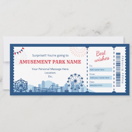 Amusement park Gift Certificate Invitation