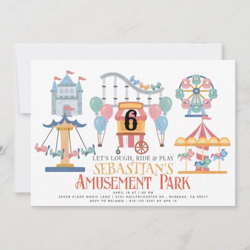 Amusement Park Kids Birthday Invitation