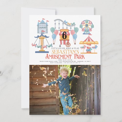 Amusement Park Kids Birthday Photo Invitation