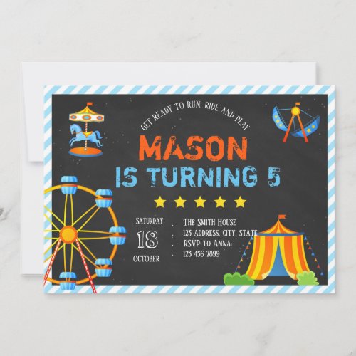 Amusement park party invitation