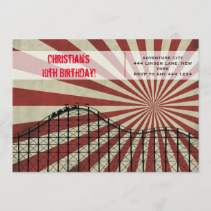 Amusement Park Roller Coaster Birthday Invitation