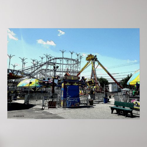 Amusement Park Roller Coaster Old Orchard Beach ME Poster