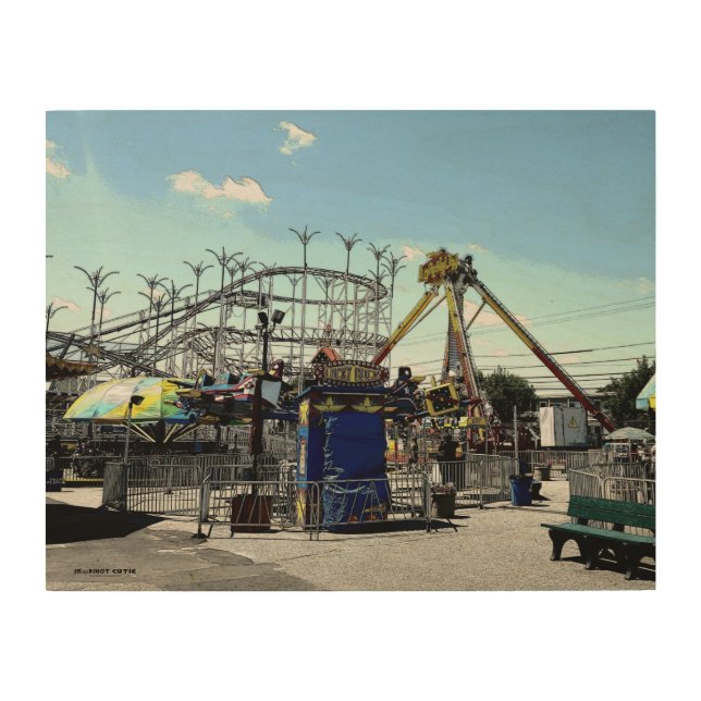 Amusement Park Roller Coaster Old Orchard Beach ME Wood Wall Art (Front)