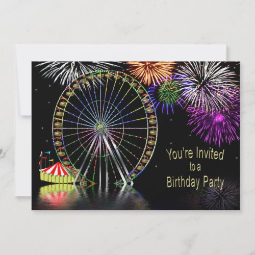 AMUSEMENT PARK THEME BIRTHDAY INVITATION