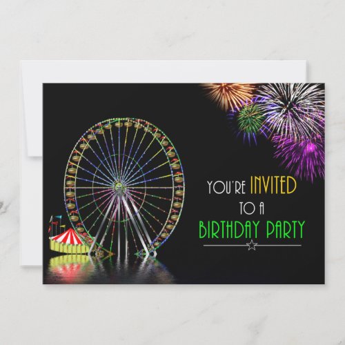 AMUSEMENT PARK THEME BIRTHDAY PARTY INVITATION