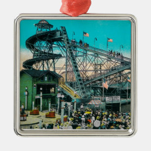 Amusement Rides at the Pike, Long Beach Metal Ornament