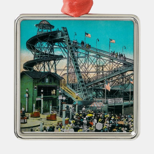 Amusement Rides at the Pike, Long Beach Metal Ornament (Front)