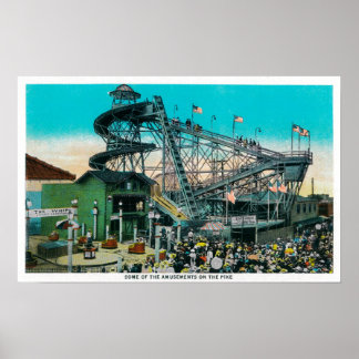 Amusement Rides at the Pike, Long Beach Poster