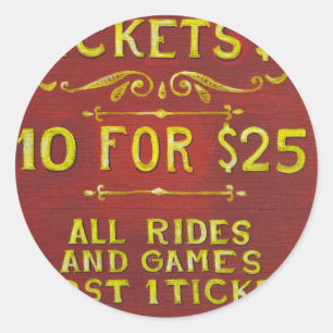 Amusement - Tickets 3 Dollars Classic Round Sticker