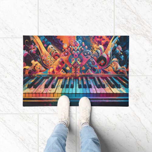 Amusing Colorful Piano Key Design  Doormat