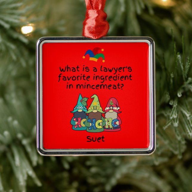 Amusing Mincemeat Lawyer Joke Metal Ornament (Tree)