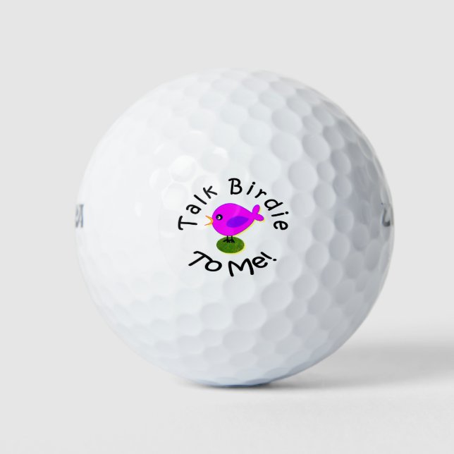 Amusing Pink Bird "Talk Birdie To Me" Golf Ball (Front)