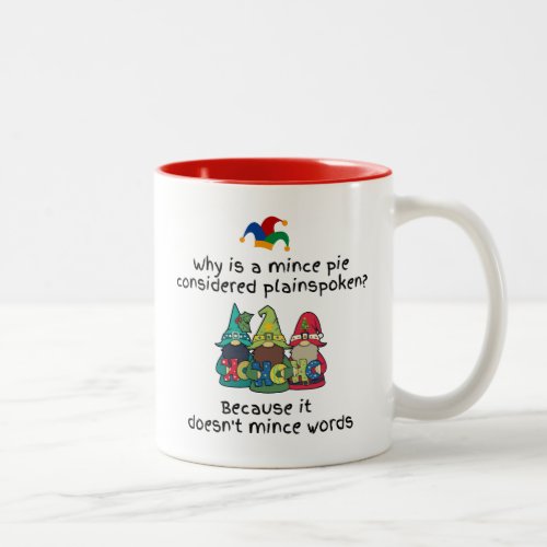 Amusing Plainspoken Mince Pie Joke Two_Tone Coffee Mug