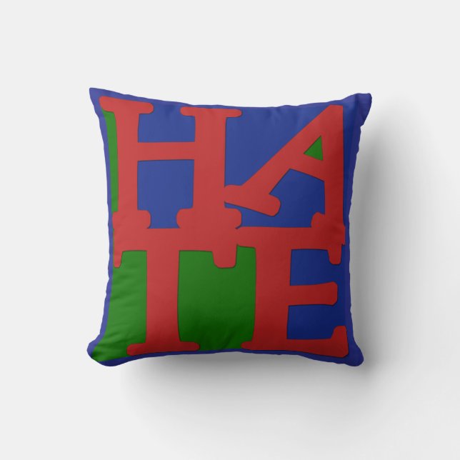 Amusing Pop Art Pillow "HATE" (Front)