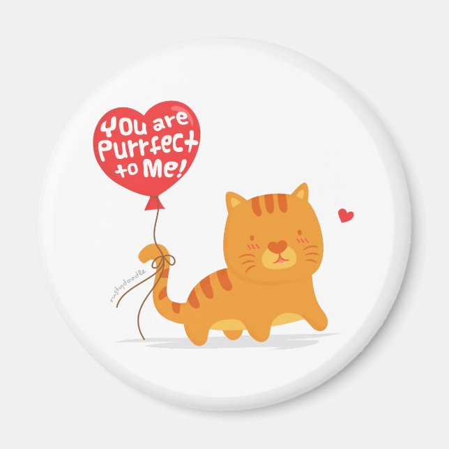 Amusing Pun Love Humor Cute Kitty Cat Cartoon Magnet (Front)