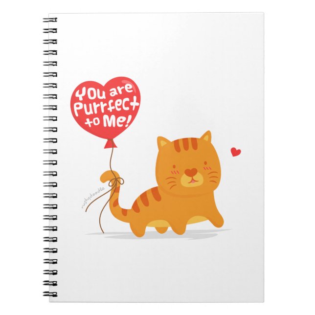 Amusing Pun Love Humor Cute Kitty Cat Cartoon Notebook (Front)
