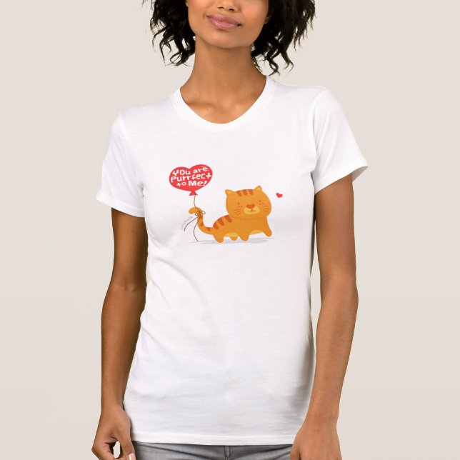 Amusing Pun Love Humor Cute Kitty Cat Cartoon T-Shirt (Front)