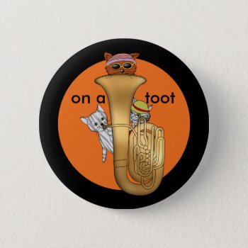 Amusing Tuba Cats On A Toot Pinback Button by colorwash at Zazzle