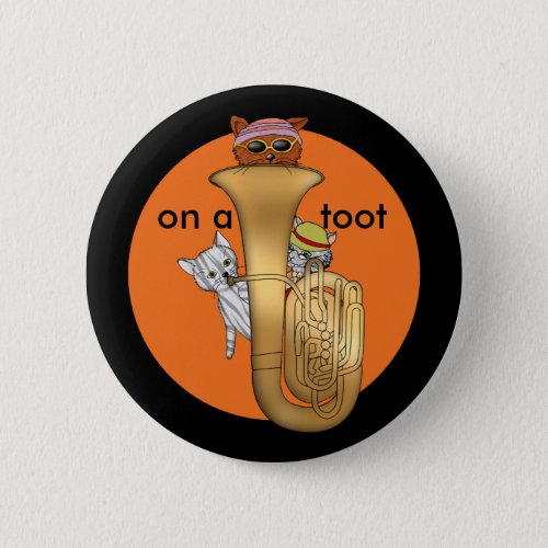 Amusing Tuba Cats on a Toot Pinback Button