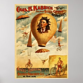 Amusing WPA Poster, Bicycle Parachute Drop Poster
