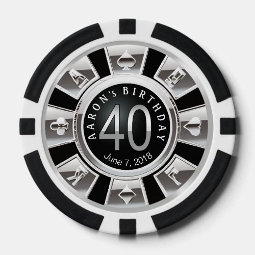 Amy 40 Birthday Vegas Casino Chip Silver Black2