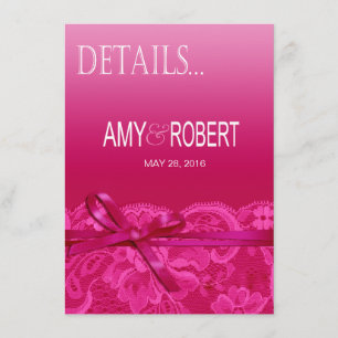 Amy Bows Ribbon & Lace Details fuschia Invitation