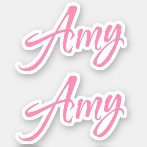 Amy Decorative Name in Pink x2 Sticker