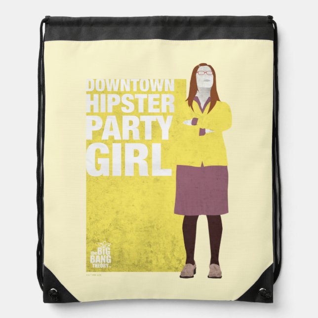 Amy | Downtown Hipster Party Girl Drawstring Bag (Front)
