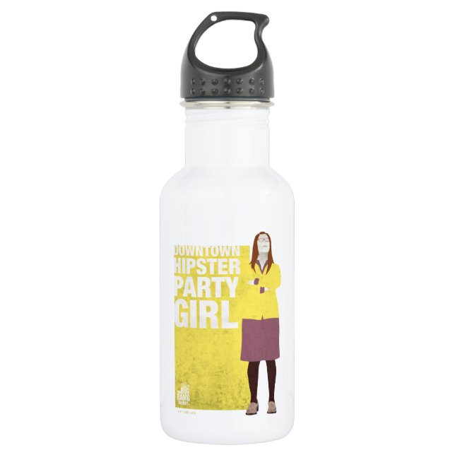 Amy | Downtown Hipster Party Girl Stainless Steel Water Bottle (Front)