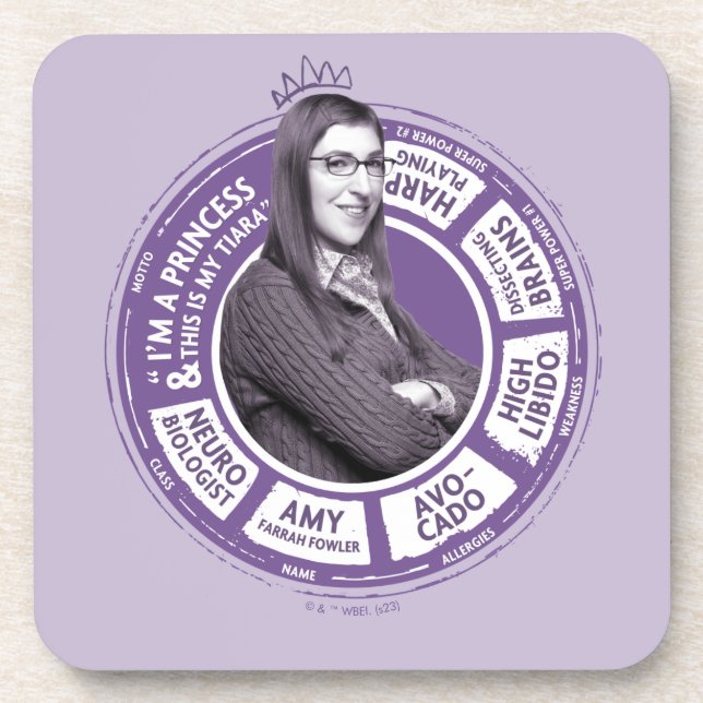 Amy Farrah Fowler Info Graphic Beverage Coaster (Front)